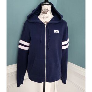 PINK Victoria's Secret L Navy Varsity Full Zip Sweatshirt